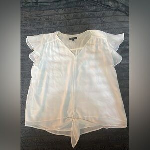 Elegant White Ruffle Sleeve Blouse